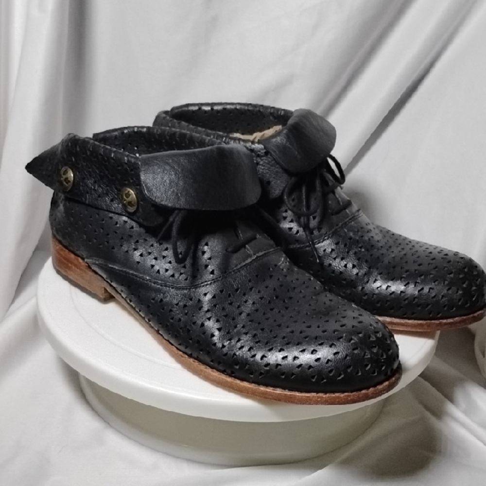 Ankle Boot Patricia Nash Sabrina Black Italian Leather Lace Up